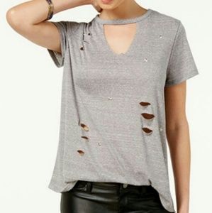 NWT BLACK Star studded distressed tee